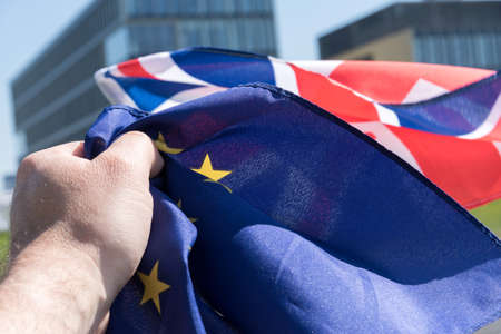 Flags of Great Britain and the European Union EU
