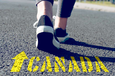 A woman is going to Canadaの写真素材