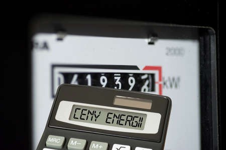 An electricity meter and prices for electricity in Polandの写真素材