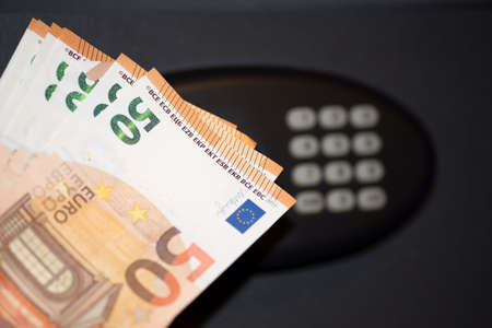 A safe and euro banknotesの写真素材