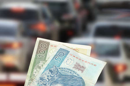 Cars and banknotes Polish zloty PLN