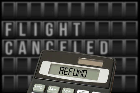 Calculator and refund for canceled flightの写真素材