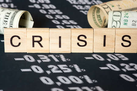 Dollar bills and crisis on the stock exchange