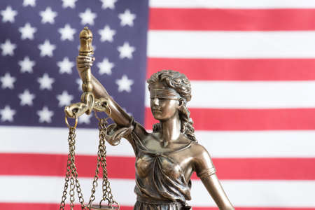 Flag of America and the Justitiaの写真素材