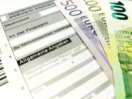 Form income tax return and euro banknotes