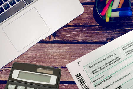 Tax return and a calculator