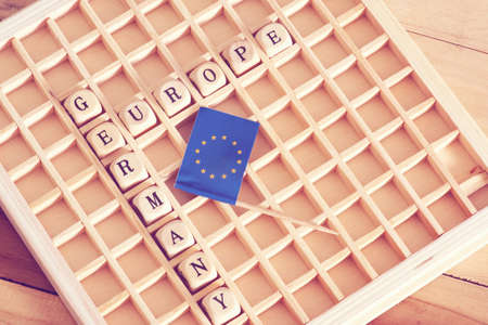 Germany, Europe and EU flagの写真素材