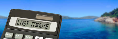 Beach, sea, vacation, calculator and last minute