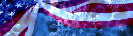 Flag of USA and Corona Virusの写真素材