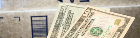 Mail order, package and dollar bills