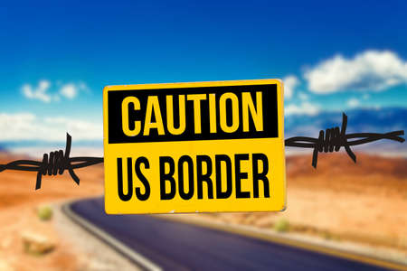 Sign saying the American border