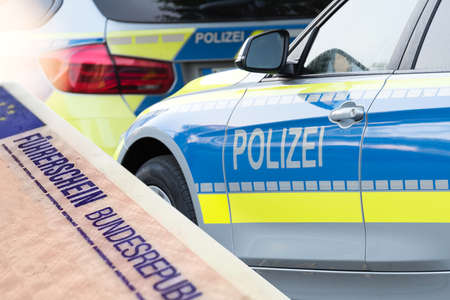 Police and driver's licenseの写真素材