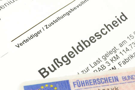 Fine notice and a driver's licenseの写真素材