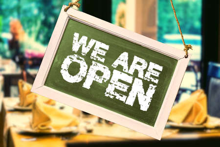 A shop and notice we're open