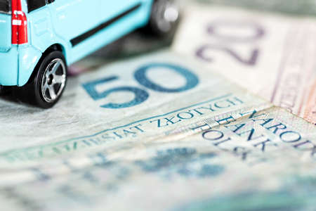A car and money Polish zloty PLN