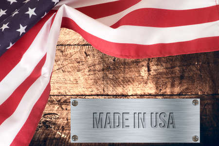 American flag and slogan Made in USAの写真素材