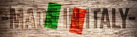 Flag of Italy and slogan Made In Italyの写真素材