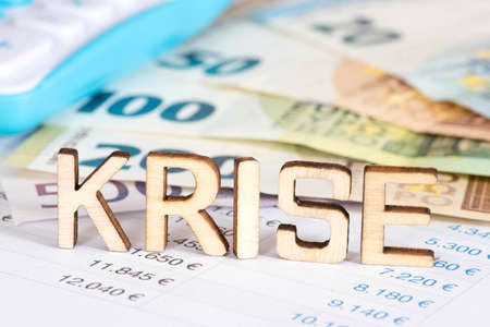 Euro banknotes and crisis in Europeの写真素材