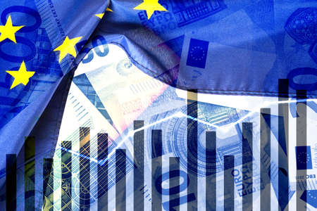 Euro banknotes and the economy in the European Unionの写真素材