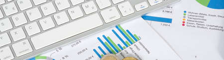 Euro coins, inflation and spendingの写真素材