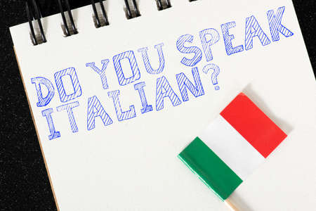 Flag of Italy and question Do you speak Italianの写真素材