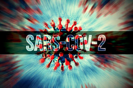 A virus and warning of Covid-19の写真素材