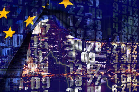 Flag of the European Union EU and the economyの写真素材