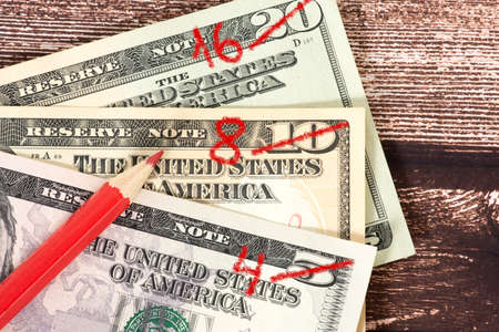 Dollar bills and inflation in Americaの写真素材