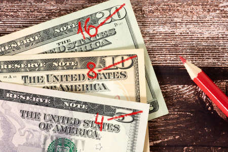 Dollar bills and inflation in Americaの写真素材