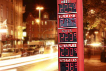 Gas station and high fuel prices in Germanyの写真素材