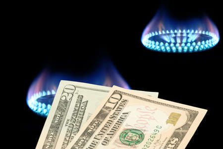 Dollar bills and gas in Americaの写真素材