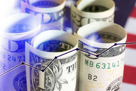 Dollar banknotes and the economy in USAの写真素材