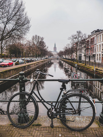 Bicycles on the canals of Amsterdam.の写真素材