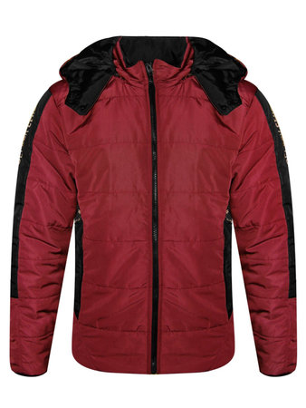 red winter jacket isolated on white background. Windbreaker jacket top viewの写真素材
