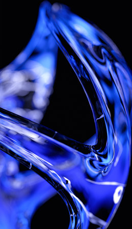 abstract blue background with lines and curves, macro close-up