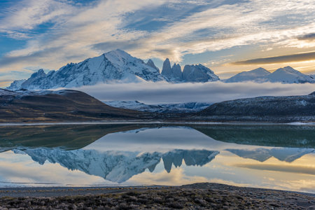 Reflection of Torres del Paine in Patagonia, Chile