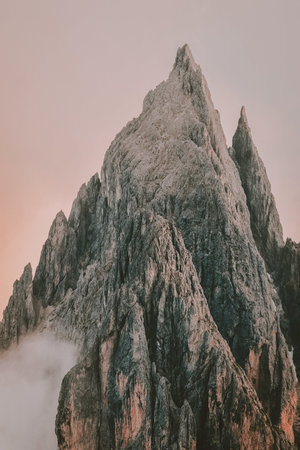 Mountain landscape in Dolomites, Italy. Toned.の写真素材