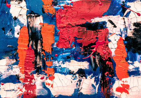 abstract background: red, blue and black paint on the wall