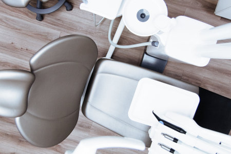 Interior of a modern dental clinic. Dental chair. Dentistry concept.の写真素材