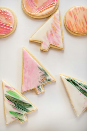 Christmas cookies in the form of a Christmas tree on a white background