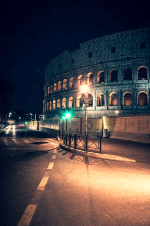 Colosseum at night black and whiteのeditorial素材