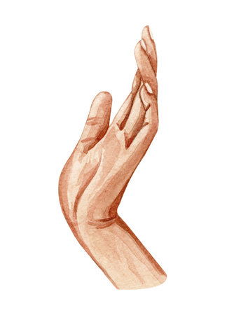 watercolor hand illustration. holding hands. hope concept. charity concept. mother and baby.の写真素材
