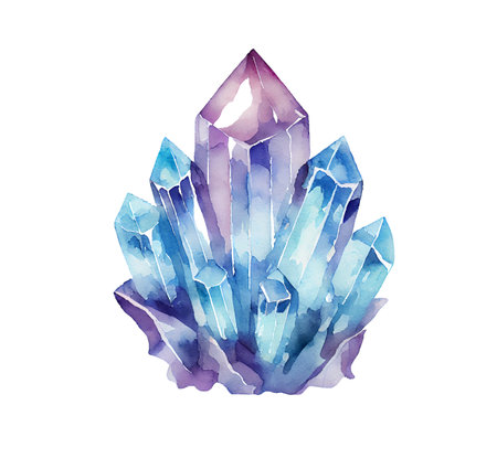 Watercolor Gems collection. semiprecious crystals. Mystical illustration isolated on white background.の写真素材