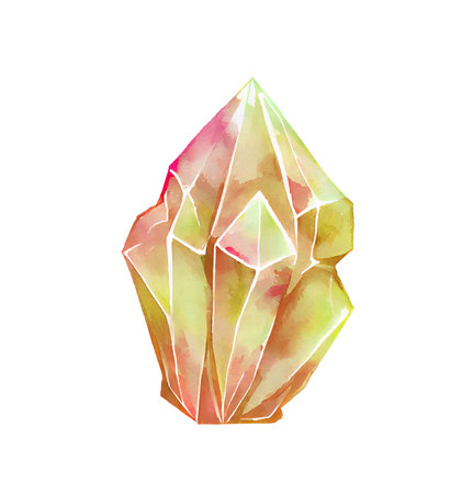Watercolor Gems collection. semiprecious crystals. Mystical illustration isolated on white background.の写真素材