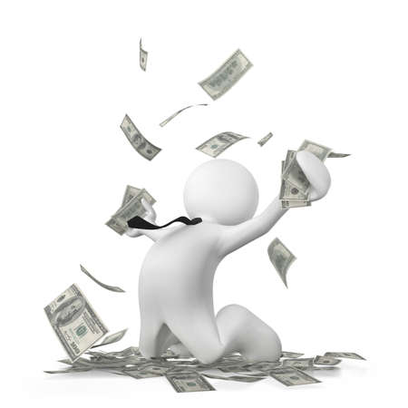 Human under a dollar rainの写真素材