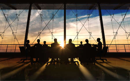 Management Team in office silhouette rendered by computer graphic の写真素材