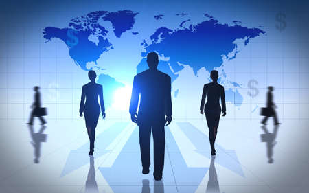 Global Business people team silhouettesの写真素材