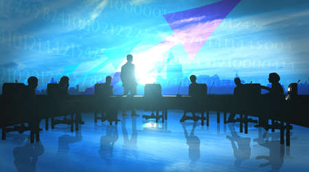 Management Team in office silhouetteの写真素材