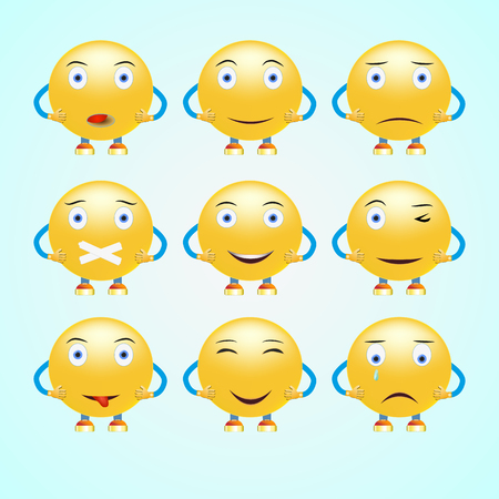 Set of cheerful smiles.のイラスト素材