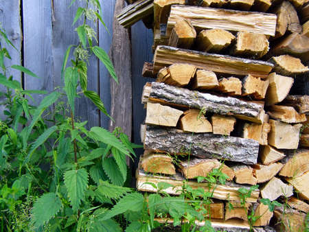 stack of logs in herb